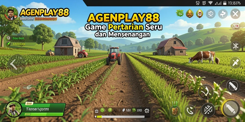 Screenshot utama AGENPLAY88 menampilkan gameplay pertanian yang seru dan interaktif.