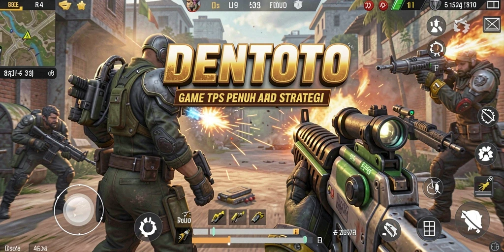 Gameplay DENTOTO menampilkan pertarungan intens dalam arena dinamis.