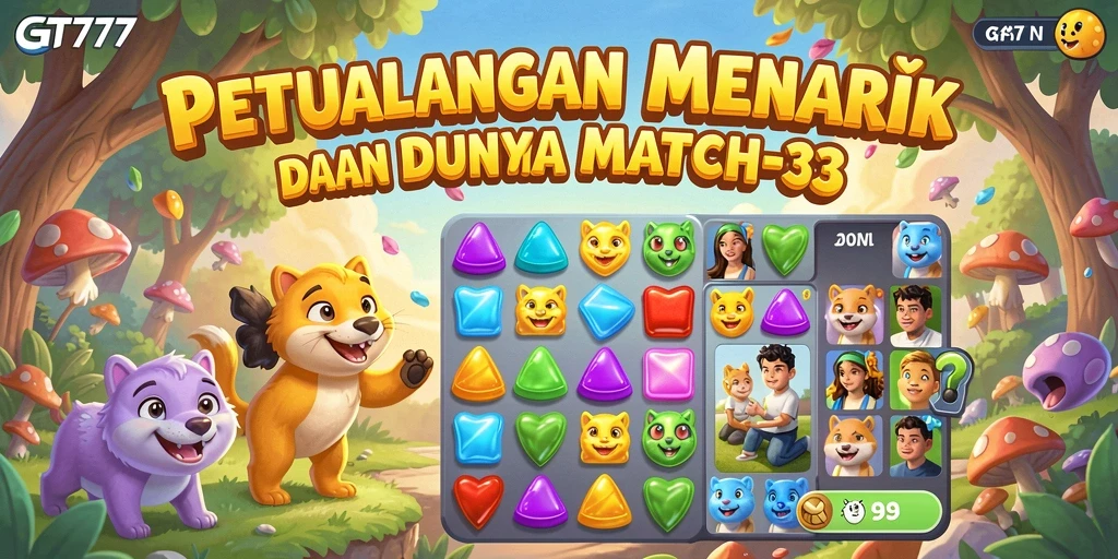 Screenshot gameplay GT777 yang menunjukkan aksi Match-3 yang mendebarkan.