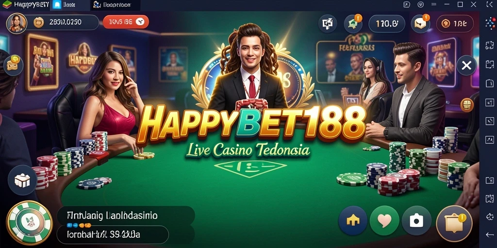 Tampilan gameplay <strong>HAPPYBET188</strong> yang mengasyikkan dengan dealer langsung.