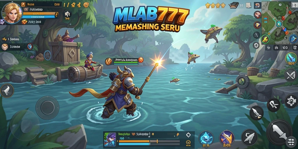 Screenshot gameplay MLBB777 menampilkan aksi seru saat memancing.