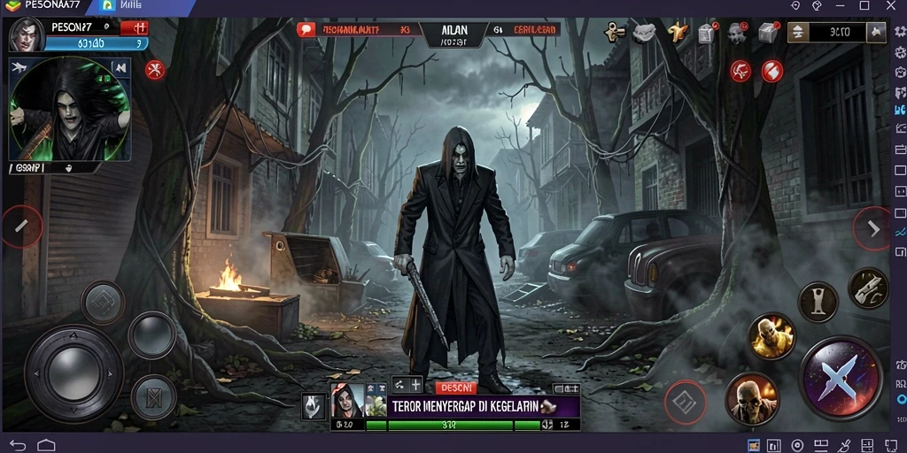 Gameplay menegangkan dalam PESONA77 dengan suasana horor.