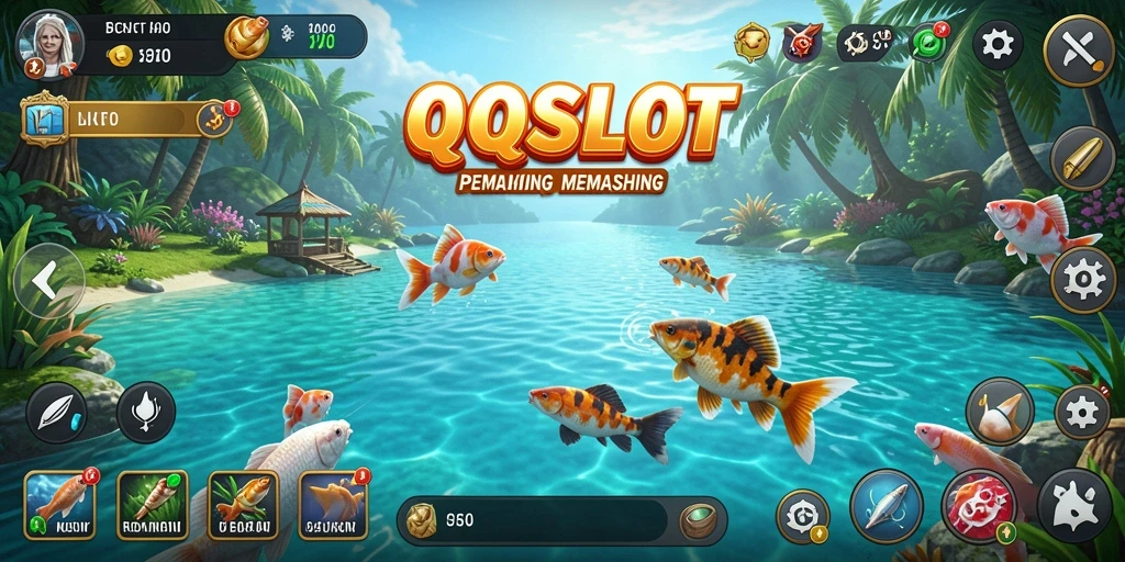 Tampilan gameplay <strong>QQSLOT</strong> dengan suasana memancing yang menyenangkan.