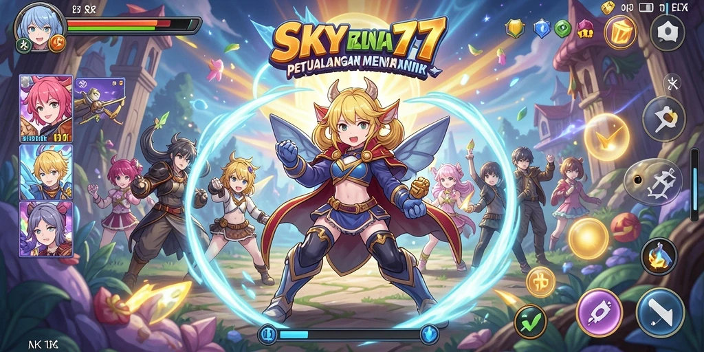 Tampilan permainan <strong>SKY77</strong> menampilkan aksi seru dalam dunia anime.