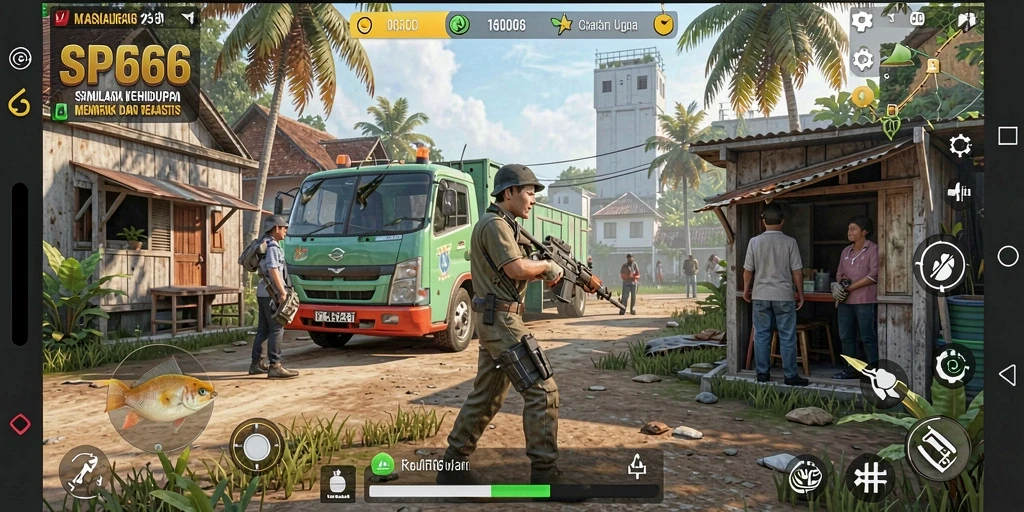 Screenshot utama SP666 menampilkan gameplay simulasi kehidupan yang seru dan interaktif.