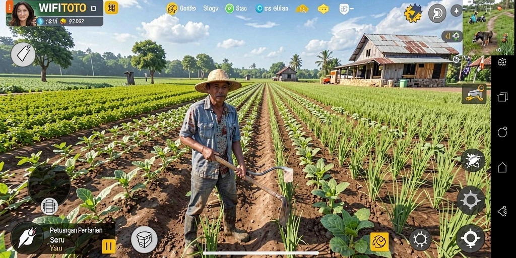 Tampilan gameplay WIFITOTO yang menampilkan aktivitas pertanian yang menarik.