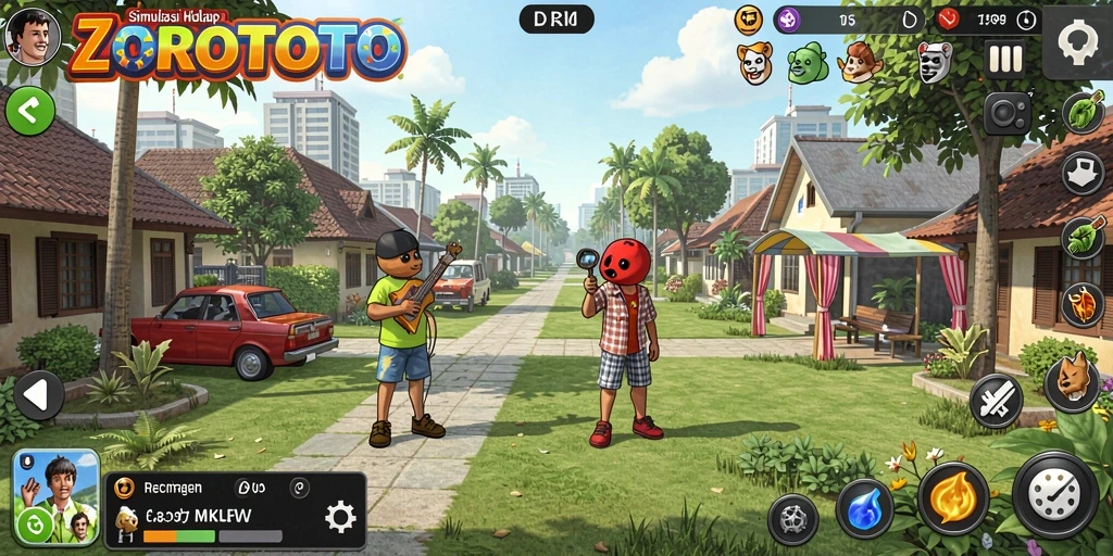 Tampilan gameplay menarik dari ZOROTOTO, menunjukkan interaksi karakter.